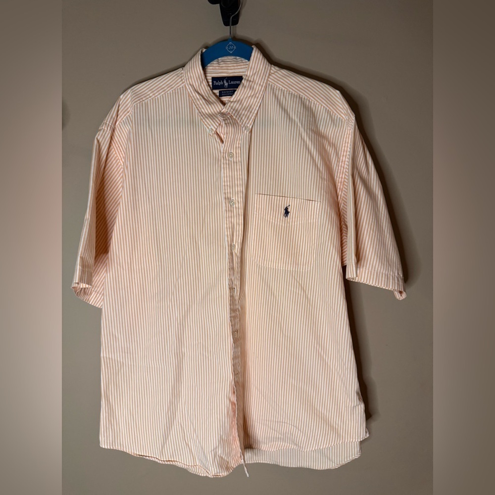 Vintage Ralph Lauren "The Big Shirt" - Orange/White Stripe - Size Large